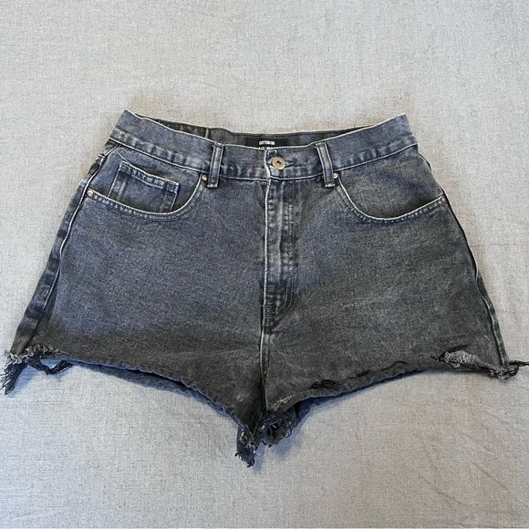 Cotton On High A Line Black Denim Shorts Size 8 - Picture 1 of 7